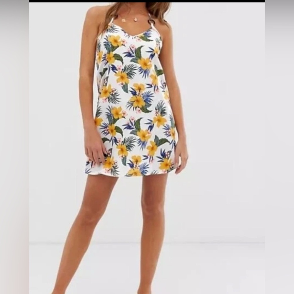 New Look Women's Boho Tropical Pattern Beach Dress/ Cover Up EUC Sz Medium